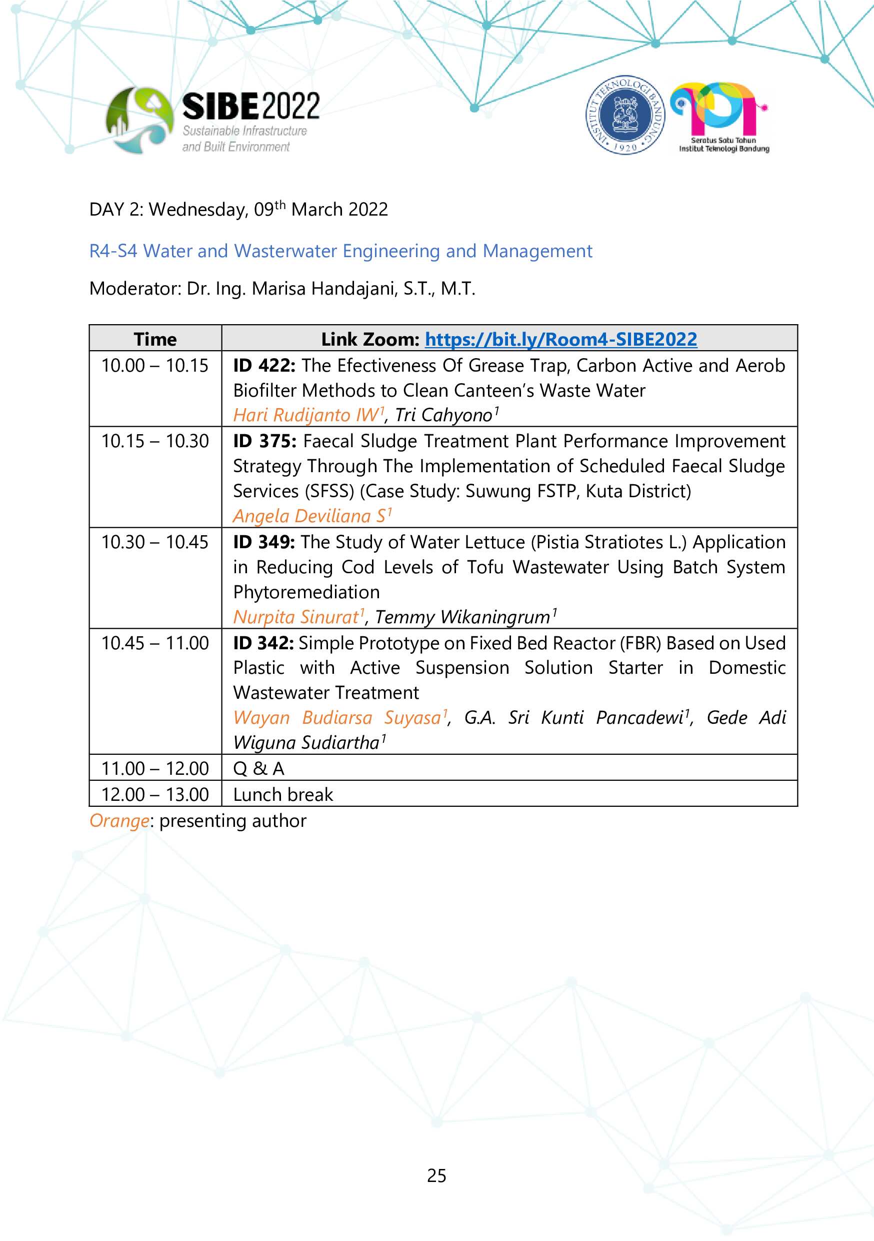 SIBE 2022 Program Schedule 8-9 March 2022-24
