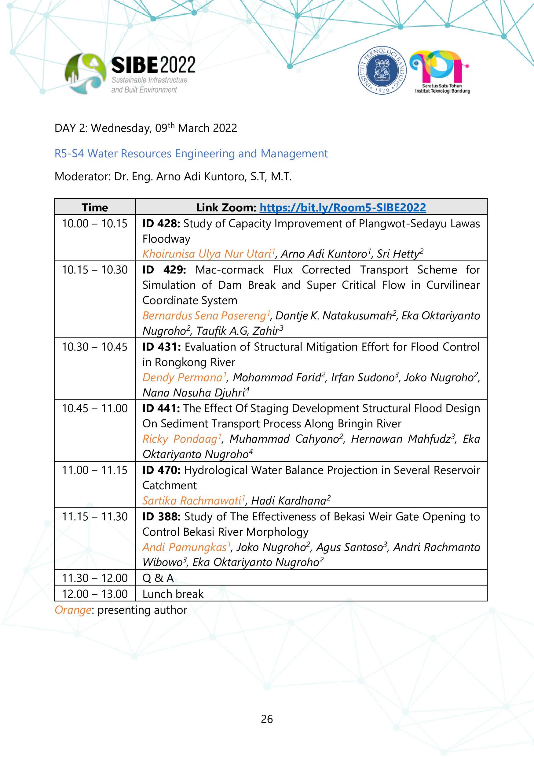 SIBE 2022 Program Schedule 8-9 March 2022-25