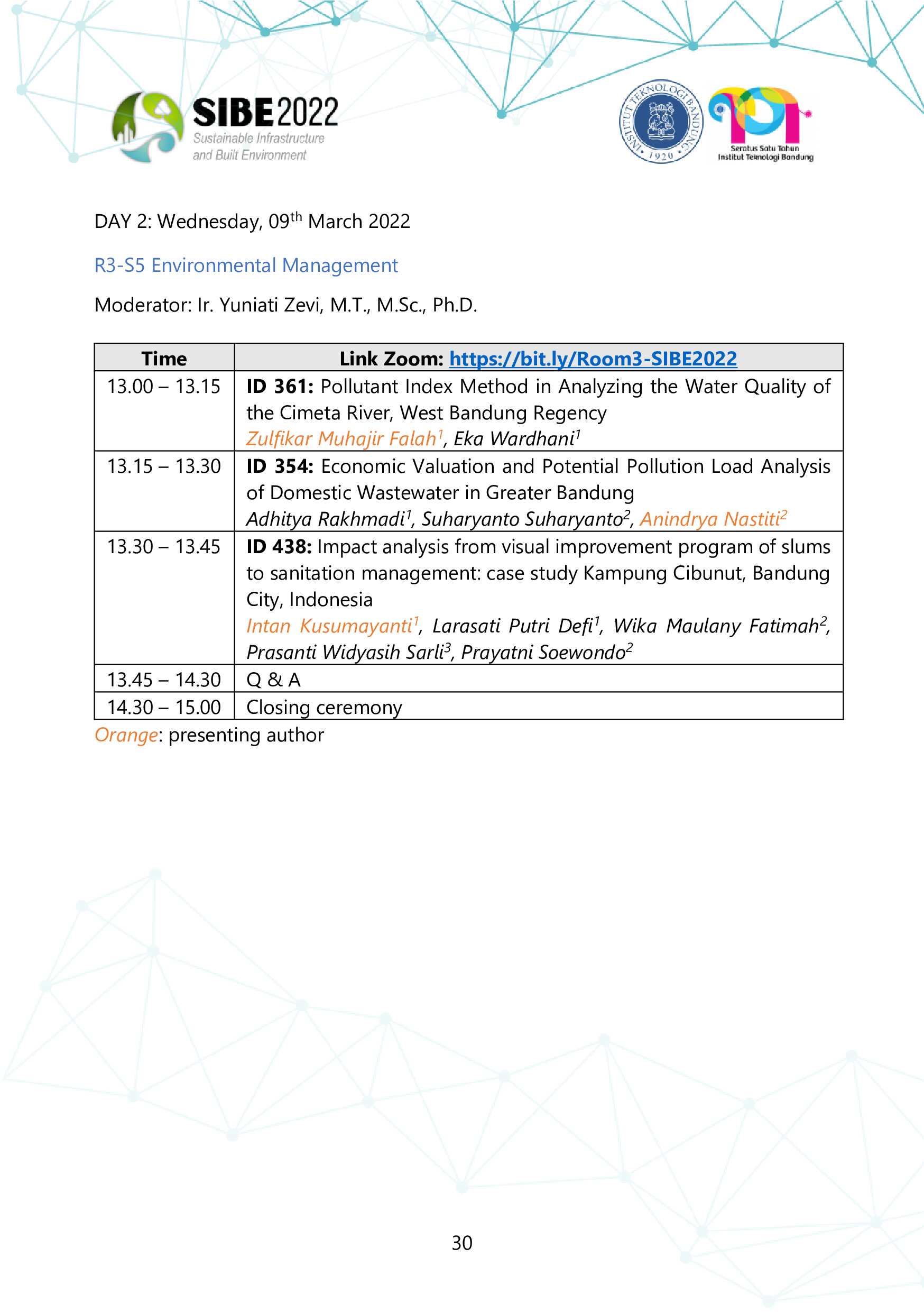 SIBE 2022 Program Schedule 8-9 March 2022-29